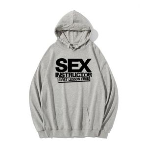 Men's Hoodies & Sweatshirts Fashion Sex Instructor Print Funny Creative Men Novelty Long Sleeve O-Neck Cotton Casual Sweatshirt Hoodie