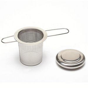 Foldable Handle Tea Strainer with Lid Tea Cup Infuser Stainless Steel Loose Leaf Fine Mesh Large Tea Brewing Basket Filter