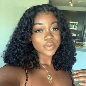 Brazilian Curly Human Hair U Part Wigs Glueless 150% Natural Color Middle U Shape Short Bob Wig