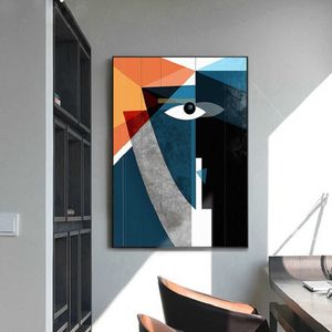 Nowoczesne Nordic Abstract Geometryczne Rysunek Twarz Wall Art Zdjęcia Płótno Malarstwo Plakaty Wydruki do salonu Dekoracja domu 210705