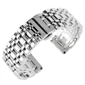 Luxus Silber 20/22/24mm Solide Edelstahl Armband Push Button Versteckte Schließe Einstellbar Männer Uhren Armband ersetzen Armband H0915