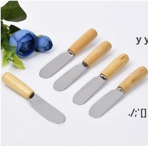 Stainless Steel Cutlery Butter tool Spatula Wood Knife Cheese Dessert Jam Spreader Breakfast Tools baking pastry RRF12408