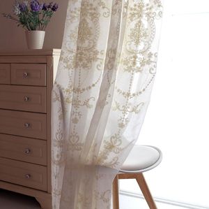 Cortina cortina estilo jardim bordado é adequado para sala de estar, quarto, varanda, guarda-sol do estudo, tela de janela personalizada e