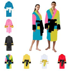 7 stilar Lovers Sleepwear Bath Robe Pyjamas Lyxig bomull Män Kvinnor Lång Lång Sleekrock Jacquard Letter Unisex Nightgown