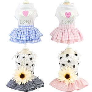 Cão vestido de cão vestido cães roupas para pequeno animal de estimação princesa princesa teddy saia filhote de cachorro roupas flor moda catcostume