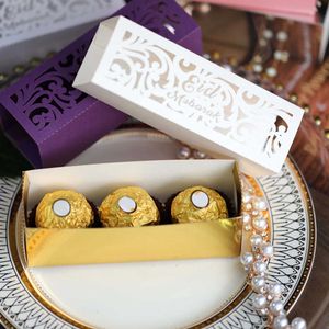 10pcs Gold Silver Eid Mubarak Candy Box Ramadan Kareem Happy Eid Al Adha Party Decoration Box Y0712