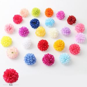 Sztuczne Kwiaty Sztuczne 5 CM DIY Ball Chryzantema Kwiat Głowy Ślub Garland Słomkowy Kapelusz Akcesoria