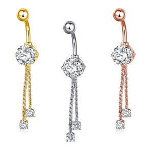 Surgical Steel Crystal Zircon Belly Button Rings Round Drop Dangle Nombril Ombligo Ring For Women Men Body Jewelry
