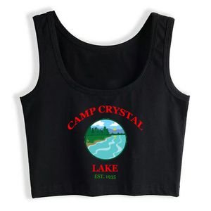 Crop Top Kvinna Camp Crystal Lake Summer White SleeveTank Top Women X0507