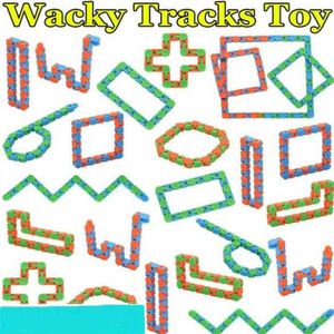 8 kleuren Wacky Tracks Snap en Click Snake Puzzle Sensory Fidget Speelgoed Vingers Drukke Speelgoed Angst Stress Relief ADHD heeft educatieve tool geschenken H415UOL nodig
