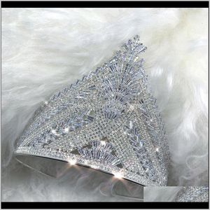 Clips Haarspangen Drop Lieferung 2021 Prinzessin Krone aufgeregt klassisches Design elegante Hochzeit Braut Haarschmuck Tiaras Kronen Frauen Zirkon Pri