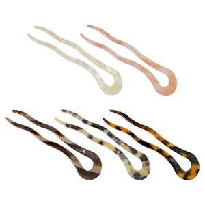 Accessori per capelli Twist Stick Clip Acetato Grande forcina ondulata a forma di U Spilla per chignon tartaruga