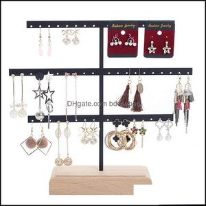 Jewelry Stand Packaging & Display Luxury Countertop Pendant Earrings Metal Hanger Solid Wood Piercing Ear Studs Hanging Holder Storage Rack