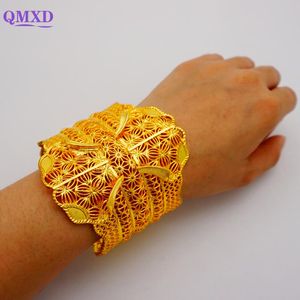 Bangle Luxury Ethiopian Dubai 24k Kvinna Big Gold Färg Bangles Plated Manschett för Kvinnor Frankrike Bröllop Bracelet Present