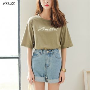 Verão Mulheres Cintura Alto Streetwear Blue Denim Shorts Casuais cor sólida cor larga perna larga fit jeans 210430