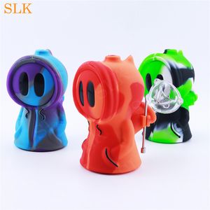 3,9 tum Mini Rökning Bongs Hookah Cute Ghost Silicone Bubblers Glass Bong Longable Mini Water Pipes nyaste tobaksbubbler Pipe Dabber Tool