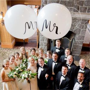 Party Decoration 1pcs/lot 36inch Good Quality Round White Print Mr&Mrs Latex Balloons Happy Wedding Valentine's Day Event Air Globos Supplie