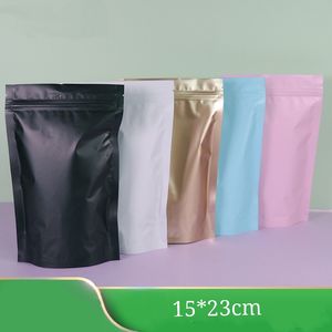 15 * 23cm Kaffe och teförpackningsväskor 100st Återförsäljbar Matt Zip Lock Dry Food Flower Packaging Bag med Tear Notch