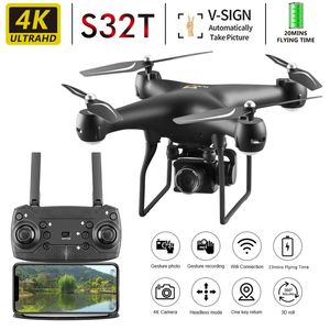 S32T Mini Drone RC Quadcopter 4 K HD ESC Kamera ile Geniş Açı Profesyonel Hava Fotoğrafçılık 360 ° Rulo Helikopter Çocuklar Hediye