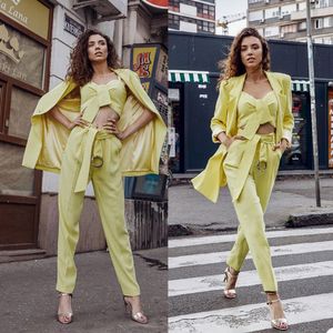 Street Style Lady Blazer Suits Long Sleeve Two Pieces Bride Outfits Leisure Evening Party Wedding Wear (Jacket+Pants)