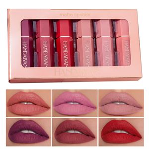 6 Sztuk / zestaw Matowe Lipstick Lips Gloss Lightweight Długotrwałe Wodoodporne Pomadki Zestaw Pomadki Zestaw Nourish Nawilżający Profesjonalny Makeup Lip