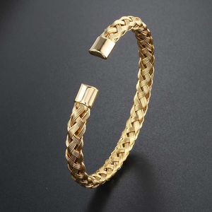 Alta Qualidade 316L Pulseiras de Aço Inoxidável Bangles Ouro Prata Cor Cabo de Cabo Cuff Braceletes para Mulheres Homens Jóias Q0719