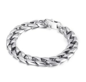 Link, Chain 10mm 8.26 Inch Fashion Cuban Curb Bracelet For Women Mens Boys Stainless Steel Bangle Jewelry High Quality
