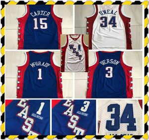 Authentic Stitched 2004 Tracy 1 McGrady Vince 15 Carter Mitchell Hardwoods Allen 3 Iverson Swingman baskettröjor