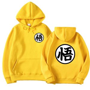 Nyaste japanska anime hoodie cosplay saiyan son hajuku goku pocket hooded sweatshirts hoodies män kvinnor s0819