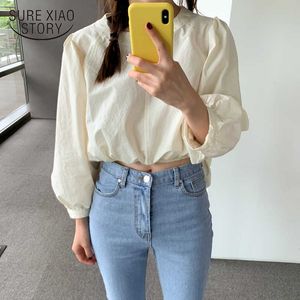 Fall Apricot Blouse Ruffle Sashes Casual Women Clothes Long Sleeve Shirt Women Blouses Shirts Chemisier Femme 10102 210527
