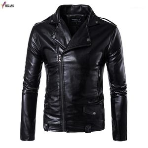 Мужские меховые искусственные кожаные куртки Черный мотоцикл куртка для мужчин Пальто сглаживает воротник PU Overcoats 5XL на Распродаже