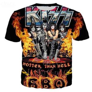 CLOOCL Популярный хип хоп Rock Metal Kiss Band T рубашка для мужчин Женщины D Print Повседневная мода с коротким рукавом пуловер
