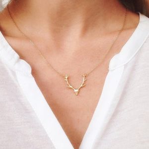 Pendant Necklaces Charming Simplicity Gold Elk Antler Necklace Women's Wedding Party Clavicle Chain Ladies Fashion Christmas Jewelry Gifts