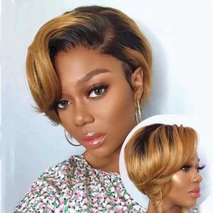 Pixie Cut Wig Human Hair Brazilian Straight Wigs Full Machine Made Wigs With Bang For Black Women Short Cut Wig For Free Ship S0826