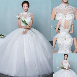 Zj9126 2021 Högkvalitativ halter nacke bröllopsklänning Tulle Ball Gown Bride Dresses Storlek 2-26W för kvinnor