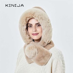 Mink Fur Hat Winter Women Thicken Warm Cap Hooded Girl Outdoor Ski Windproof Gorro Russia Soft Ear Protection Fluffy Beanies 220107