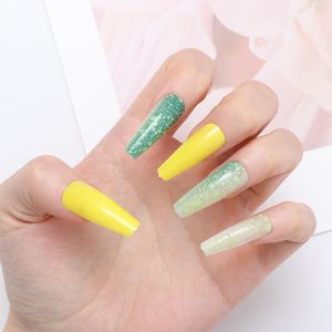 False Nails 24Pcs With Messy Dot Glitter Designs Long Coffin Fake Artificial Nail Art Tips Press On Manicure Tool