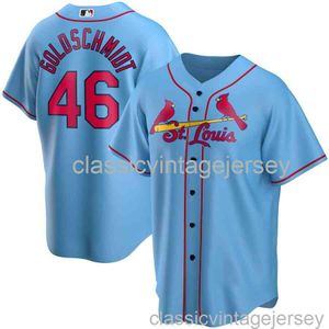 Paul Goldschmidt＃46 Light Blue AOP Baseball Jersey XS-6XLステッチ男性