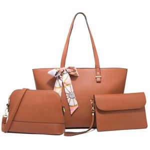 Na moda Sacos de mulheres simples moda três peça conjunto de cor pura design senhora bolsa de ombro ao ar livre grande capacidade senhoras bolsa de senhoras