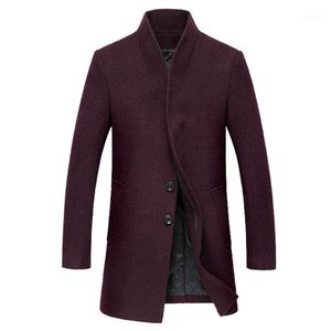 Men's Wool & Blends Wholesale- Autumn And Winter Coat Long Korean Style Slim Woolen Male Thick Windbreaker 140yw1