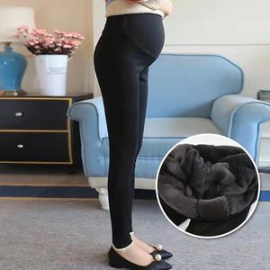 Mutterschaft Hosen Winter Schwangere Frauen Schwarz Leggings Für Warme Weiche Samt Hosen Schwangerschaft Innere Wolle Kleidung Ropa Mujer Winter-embarazada