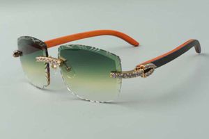 2021 designers sunglasses 3524023 XL diamonds cuts lens natural orange wooden temples glasses, size: 58-18-135mm