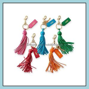 Key Rings Jewelry Wholesale High Quality Customize Leather Tassel Keychain Charms Drop Delivery 2021 Lcl15