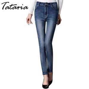 Denim Jeans Womens Plus Size Feminino Skinny Mulheres com Cintura alta Lápis de Lápis Calças Calça Feminina Tera 210514
