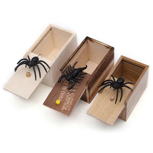funny toys scare box wooden prank spider hidden in case great quality prankwooden scarebox interesting play trick joke gift