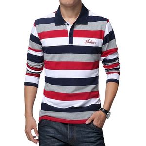 Plus Size Men Polo Collar Shirt 3XL 4XL 5XL Long Sleeve Striped Polo Dress Shirt Male Fashion Classic Cotton Loose Brand Clothes 220312