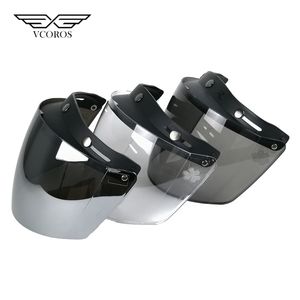 VCOROS Evrensel Düz 3 Yapış Motosiklet Kabarcık Visor Vintage Kask Scooter Retro Lens Kalkan Gözlük