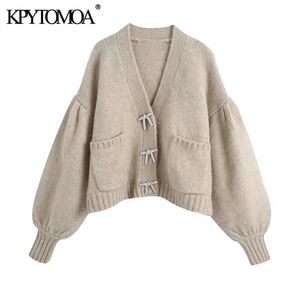 Moda damska z guzikami rhinestone dzianinowy sweter sweter vintage z długim rękawem luźne kobiece odzież wierzchnia elegancka 210416