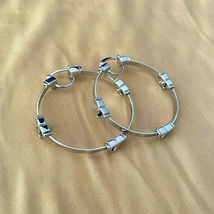 Wholesale silver real for sale - Group buy Top Quality Hoop Huggie Real K Gold Silver Rose Gold Plated Buttons Brand Earring Letter earrings