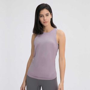 L-74 Canotta da yoga da donna T-shirt Outfit Nude Gilet con spalline delicato sulla pelle Lady Bow Beauty Back Camicetta sportiva Moda corsa sciolta e traspirante